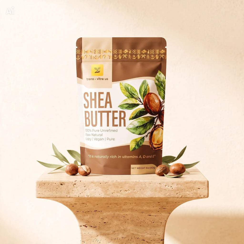 Trans-Vitro Raw Unrefined Shea Butter – 100% Natural, Ghana-Made – 5 oz