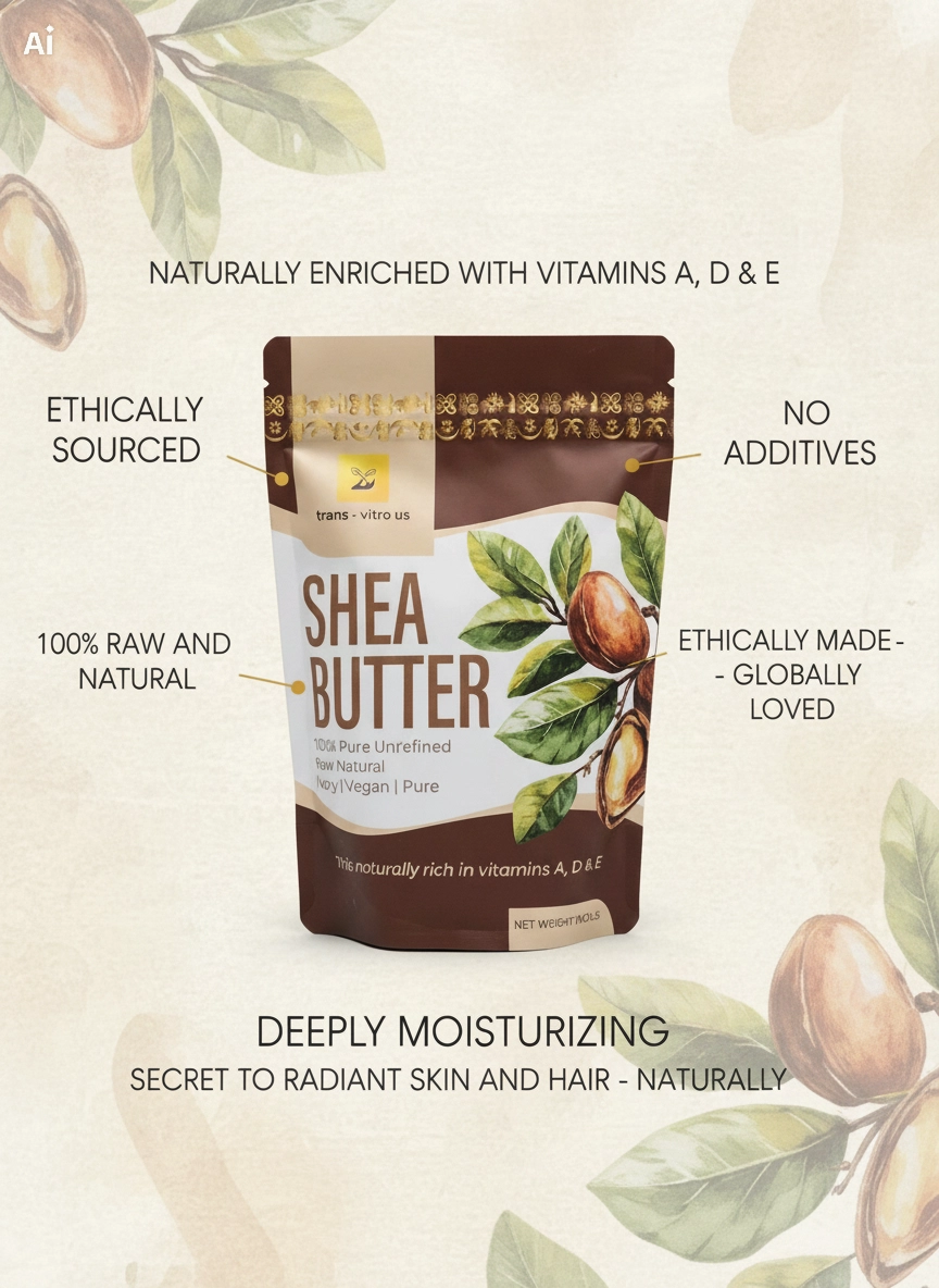 Trans-Vitro Raw Unrefined Shea Butter – 100% Natural, Ghana-Made – 5 oz