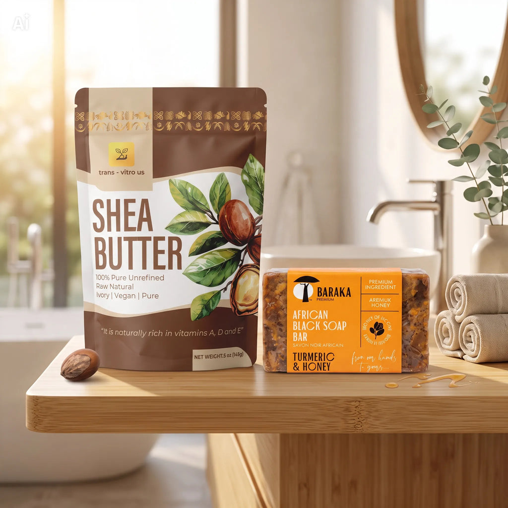 Trans-Vitro Shea Butter & Honey Turmeric African Black Soap Set – Natural Skincare – 5 oz