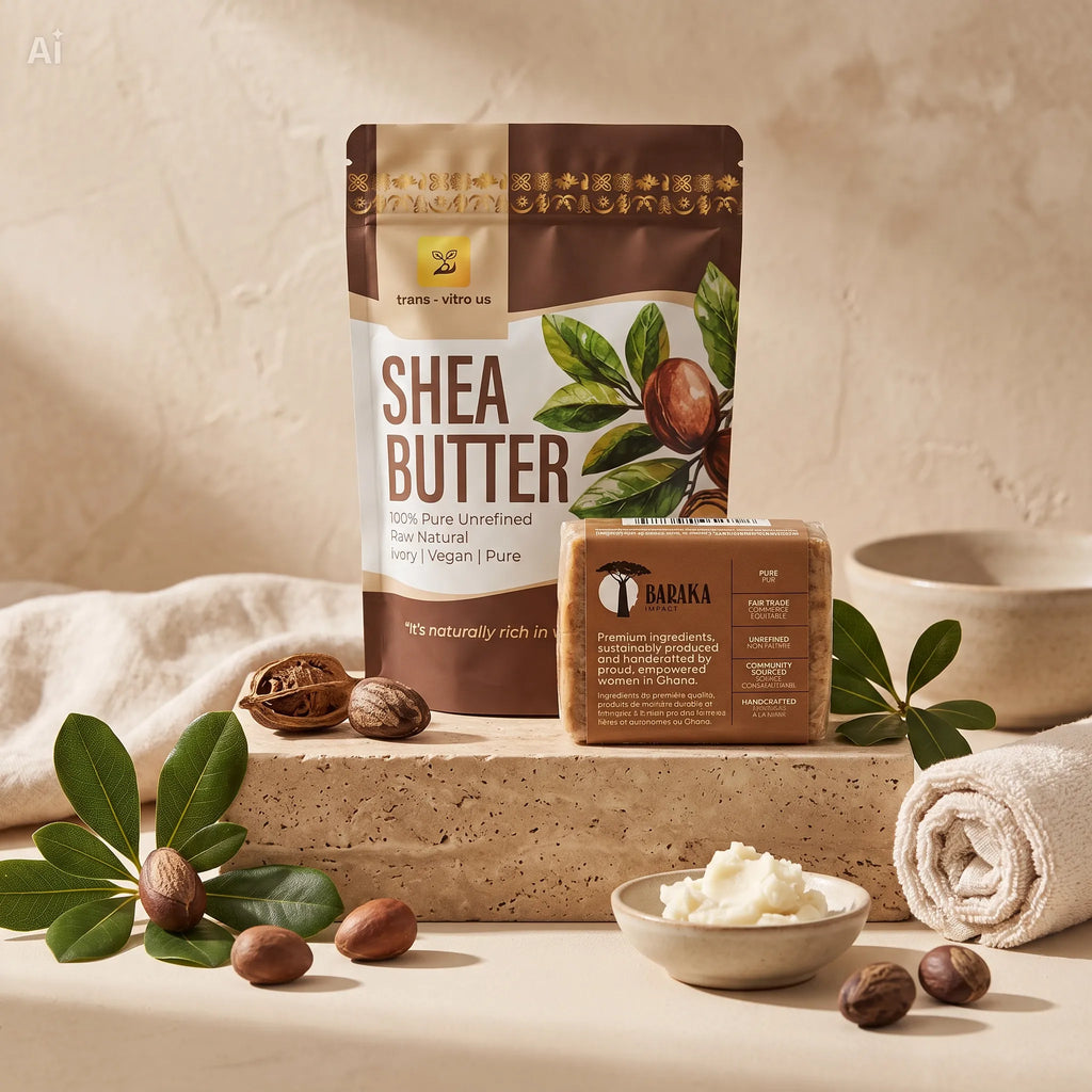 Trans-Vitro Shea Butter & Soft African Black Soap Set – Natural Skincare – 5 oz