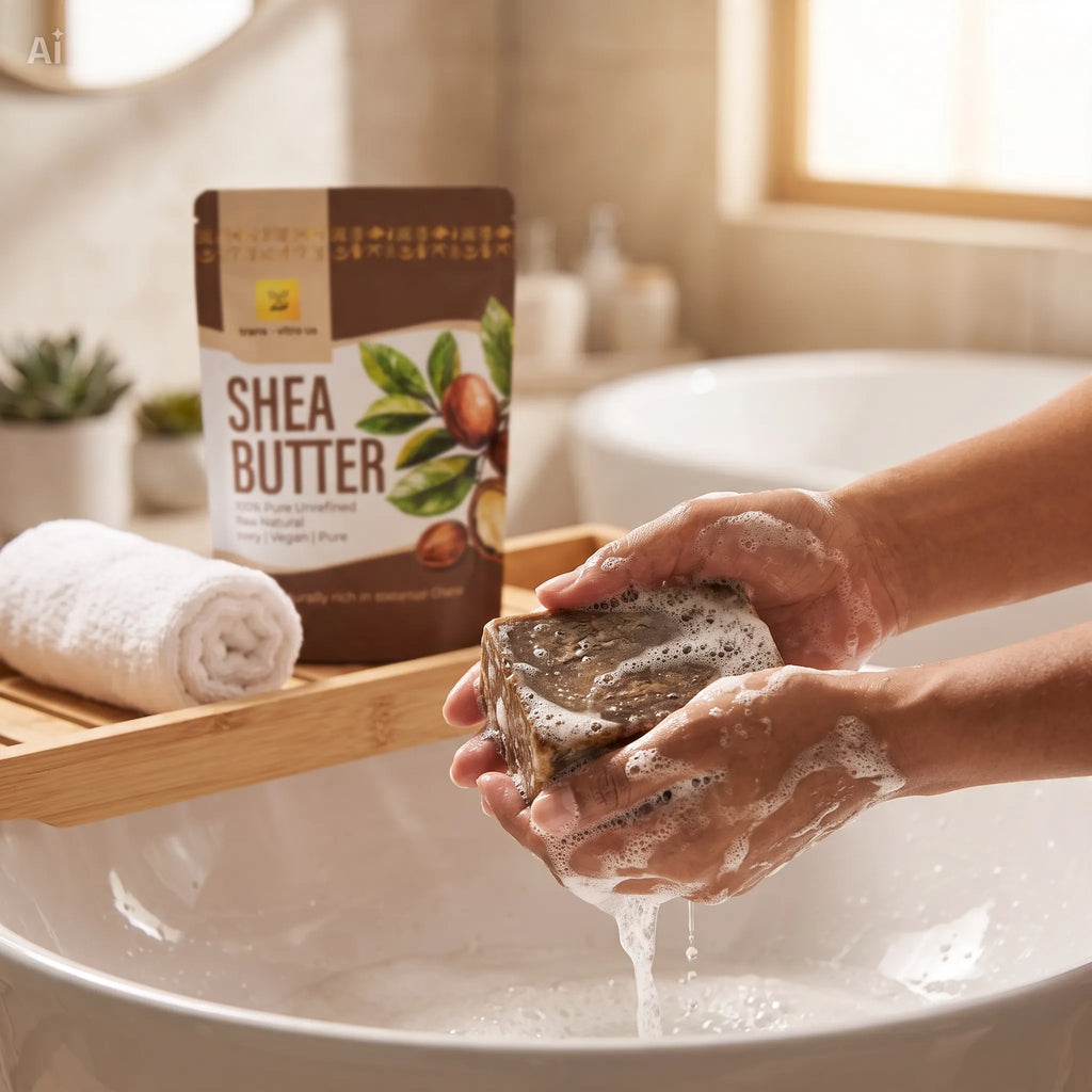 Trans-Vitro Shea Butter & Soft African Black Soap Set – Natural Skincare – 5 oz