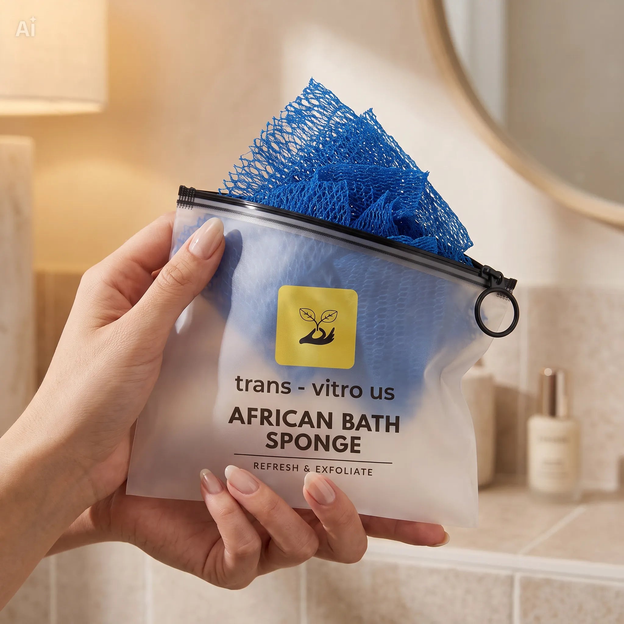 Trans-Vitro African Net Exfoliating Bath Sponge with Bag – Full Body Scrub – 85cm
