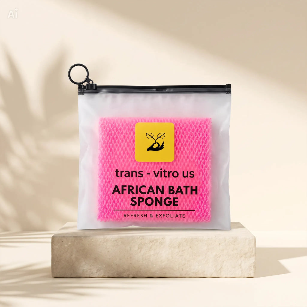 Trans-Vitro African Net Exfoliating Bath Sponge with Bag – Full Body Scrub – 85cm