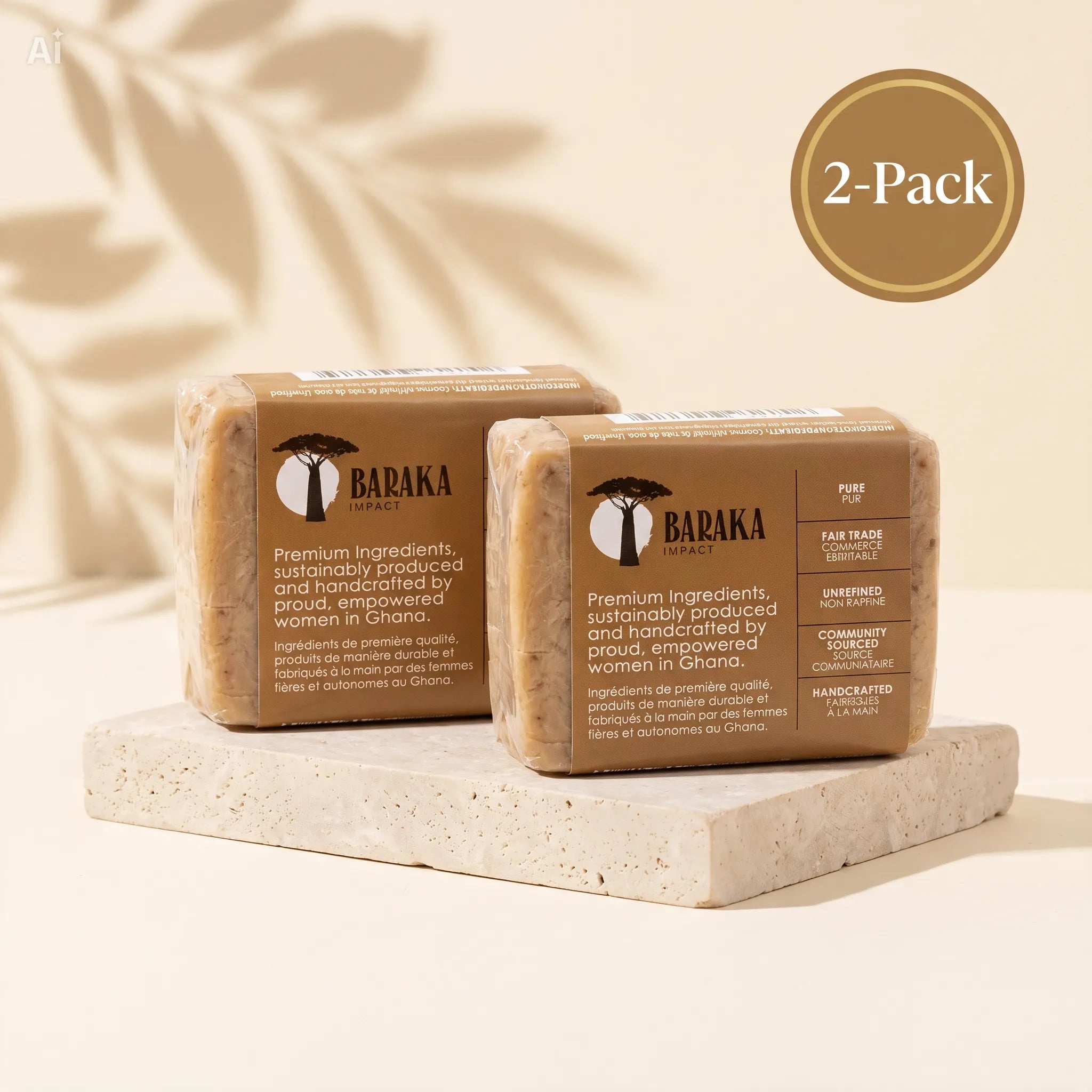 Soft African Black Soap – Traditional, Handmade in Ghana – 5 oz, Pack of 2