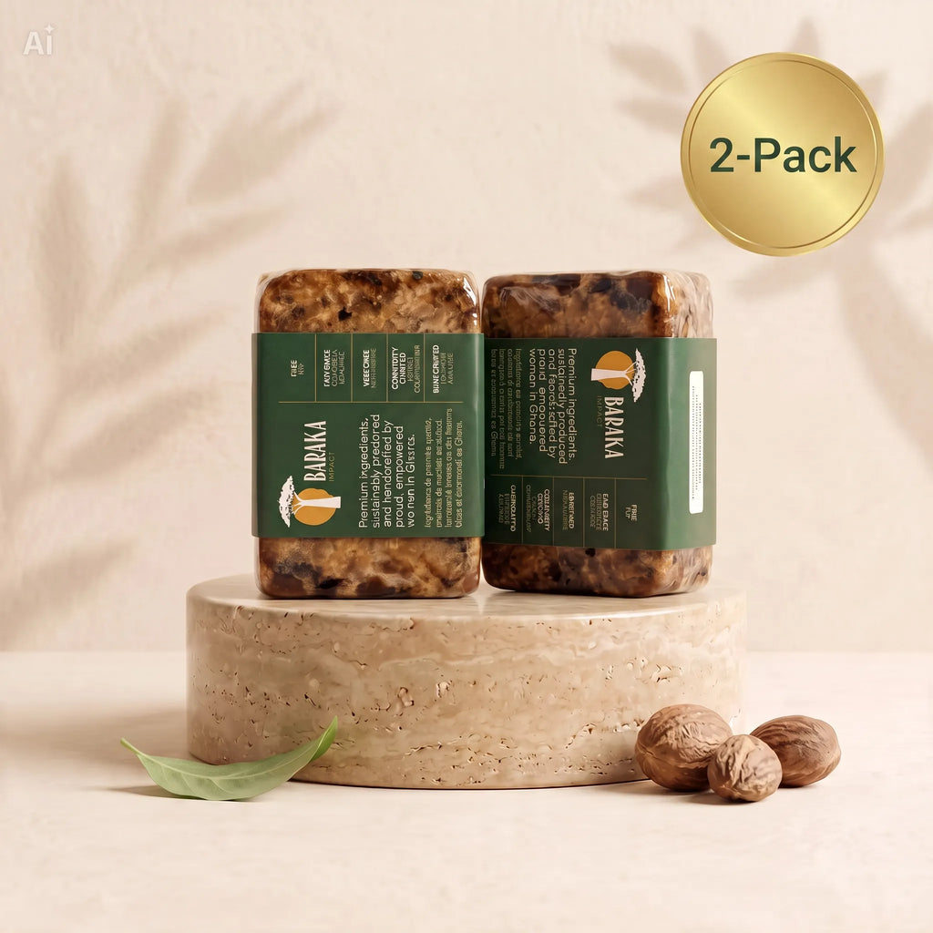 Aloe Vera African Black Soap with Trans-Vitro Shea Butter – Handmade in Ghana – 5 oz, Pack of 2