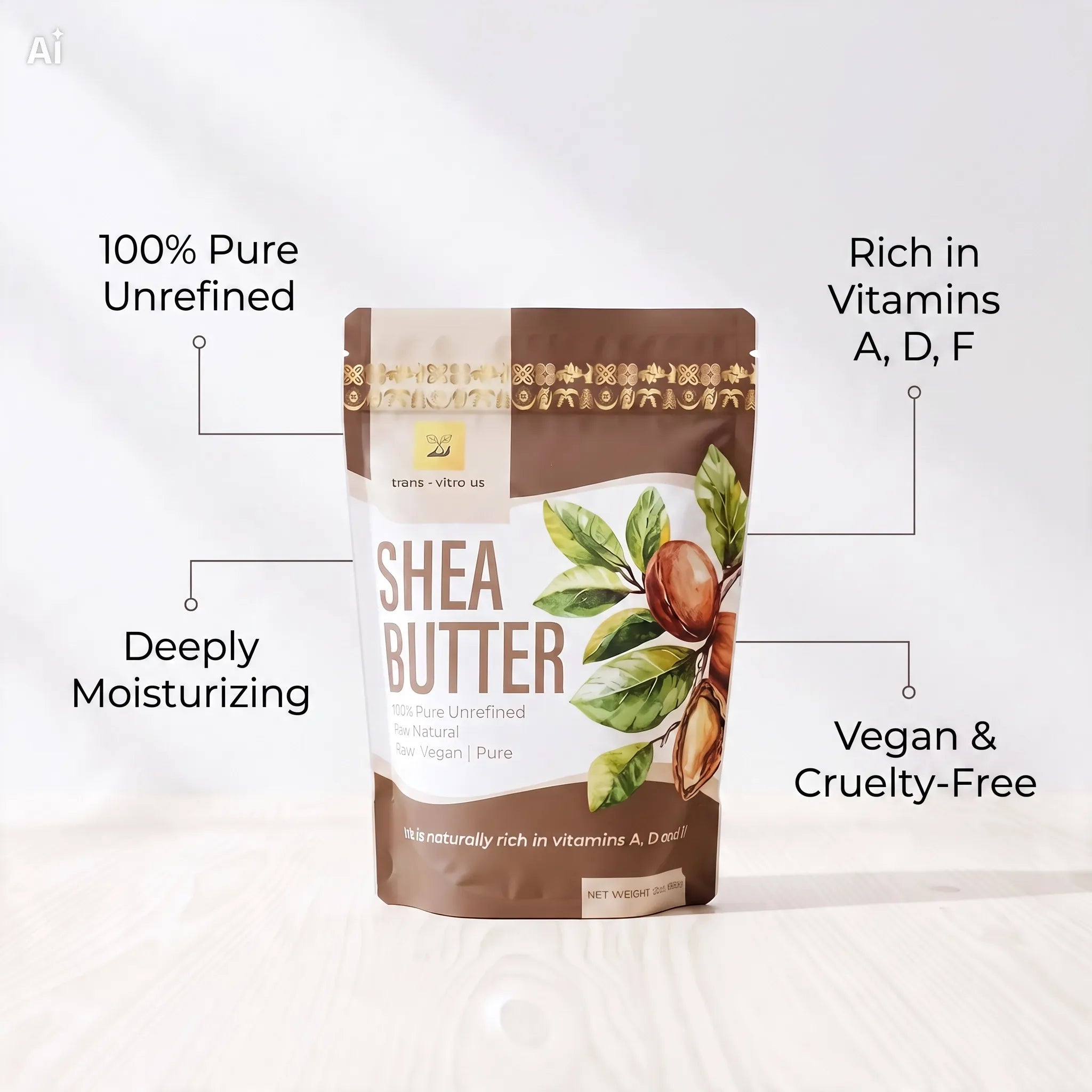 Trans-Vitro Raw Unrefined Shea Butter – 100% Natural, Ghana-Made – 16 oz