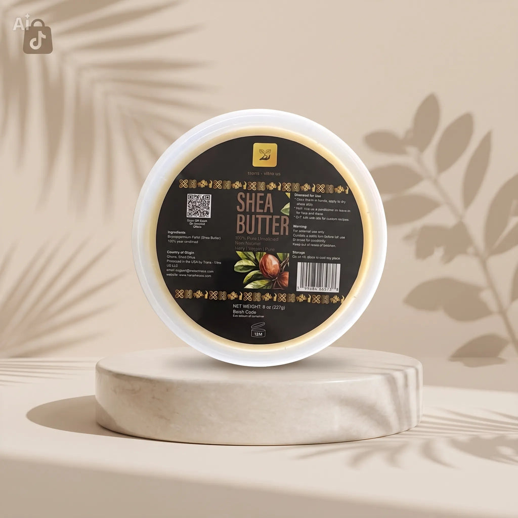 Trans-Vitro Raw Unrefined Shea Butter – 100% Natural, Ghana-Made – 8 oz